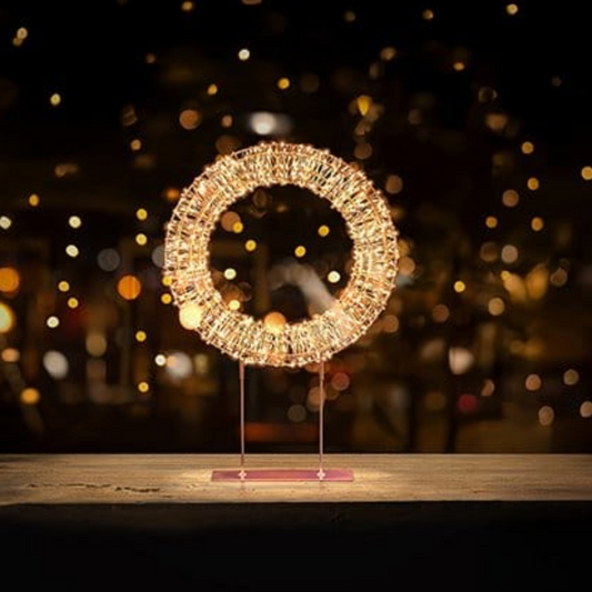 Premier Twinkling Rose Gold 720 LED Tabletop Wreath – 45cm