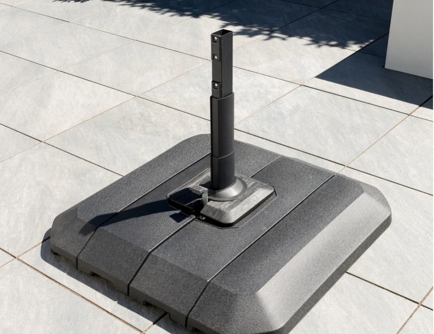 Luxury Cantilever Parasol. 3m Round. Solar Power warm white Led lights. Water Filled Base - Grey