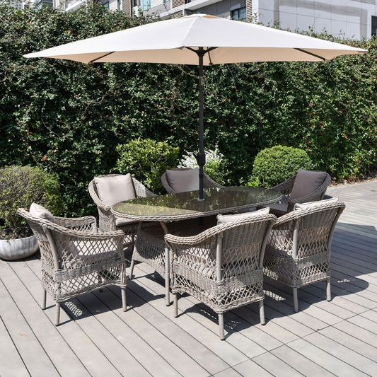 Serena 6 Seat Dining Set w/Parasol