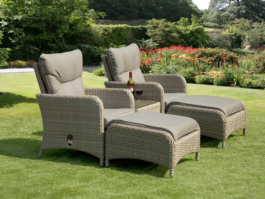 Sarasota Aluminium Reclining 5pc Lounge Set - Natural Available.